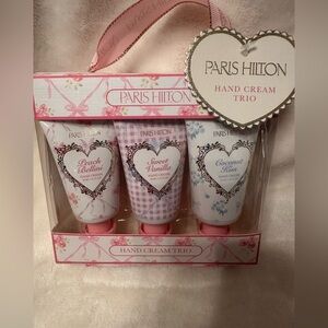 Paris Hilton New Hand Cream Set- Peach Bellini, Sweet Vanilla, and Coconut Kiss.
